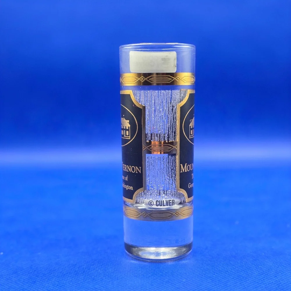 Culver Mount Vernon Shot Glass 22k Gold George Washington Home Tall Shooter